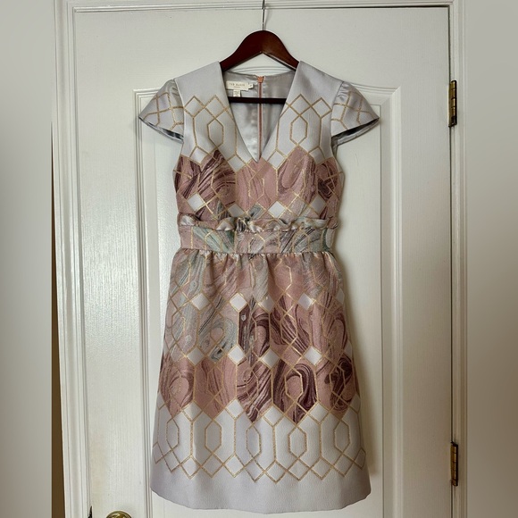 Ted Baker Ingrida Sea of Clouds Tulip Dress Size 1 - Picture 2 of 4